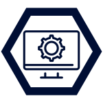 Icon featuring a computer monitor with a gear graphic inside.