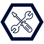 Icon featuring a wrench and screwdriver.