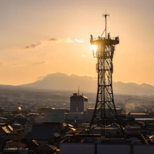 A telecommunications tower.