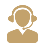 A person with a pair of customer support headphones.