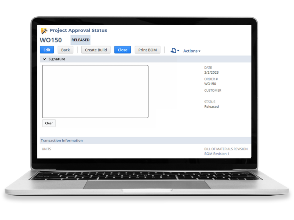 A laptop showing the Signature Capture solution.