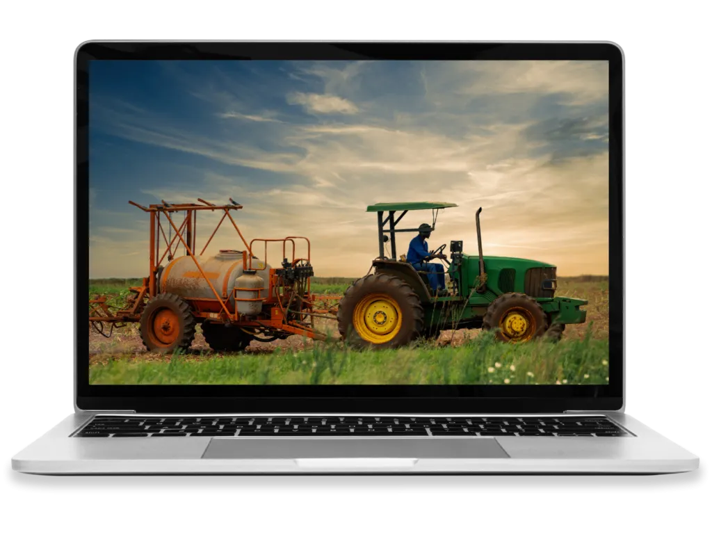 A laptop displaying NetSuite dashboards for agriculture.