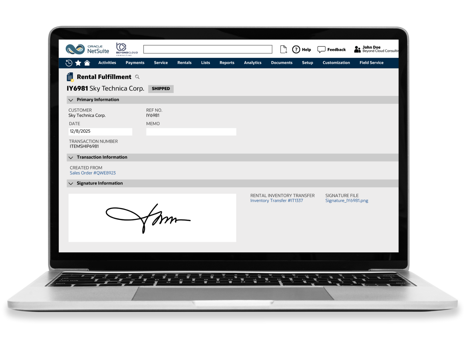 Signature Capture - Beyond Cloud Consulting