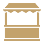 Storefront icon in gold.