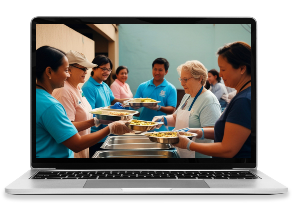 A group of volunteers at a food bank.