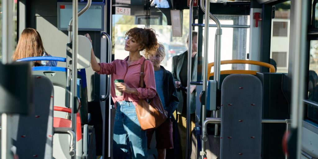 People on a bus.